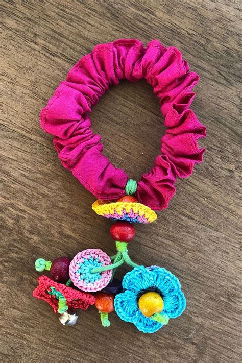 Multicolored Crochet Scrunchie .